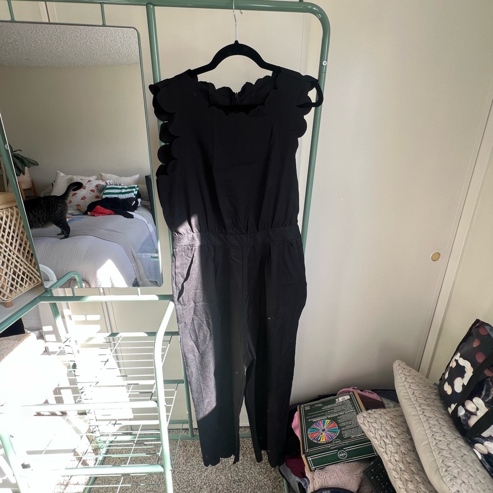 Black Scalloped Jumpsuit